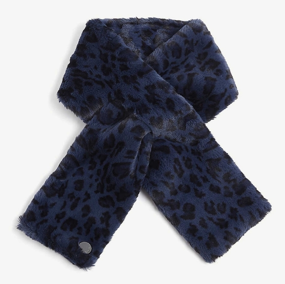 🍒NWT🍒 TED BAKER BLUE LEOPARD SCARF & EAR MUFFS SET - Picture 8 of 10